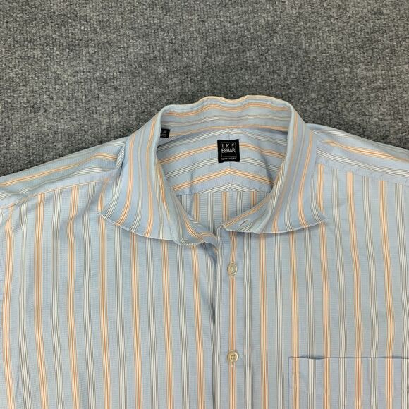 IKE Behar Dress Shirt Mens 16 Breeze Multi Textured Stripe Long Sleeve Button Up - Picture 4 of 12